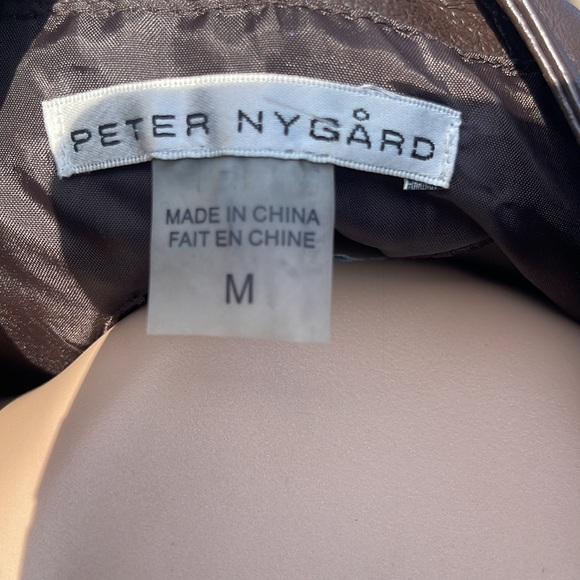 PETER NYGARD Size Med Brown Leather Zip Jacket w/ Embellishment -Blazer-Studded - Picture 2 of 8